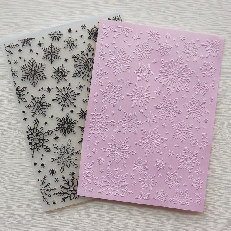 Arbuya Snowflakes Texture Plastic Embossing Folders for Card Making, Christmas Snowflake Embossing Folder DIY Craft Folders Template Stencils for Scrapbooking Photo Album Decoration 5“x7” - Image 5